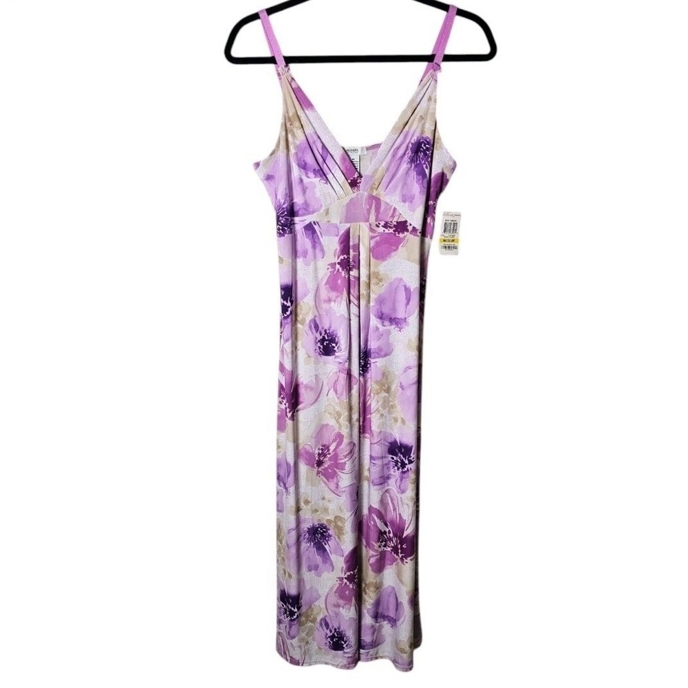 Vintage M Purple Floral Maxi Slip Dress Y2K Fairy Empire Waist Chemise Boho NWT - Picture 2 of 9